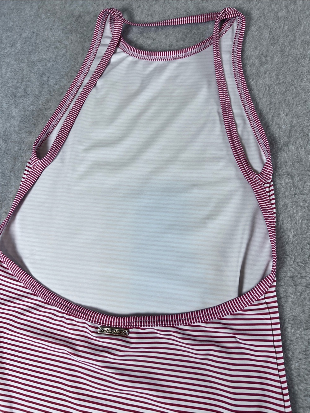 Vince Camuto Swim Dress Low Cut Back Red White Stripes Size Small - Picture 12 of 15
